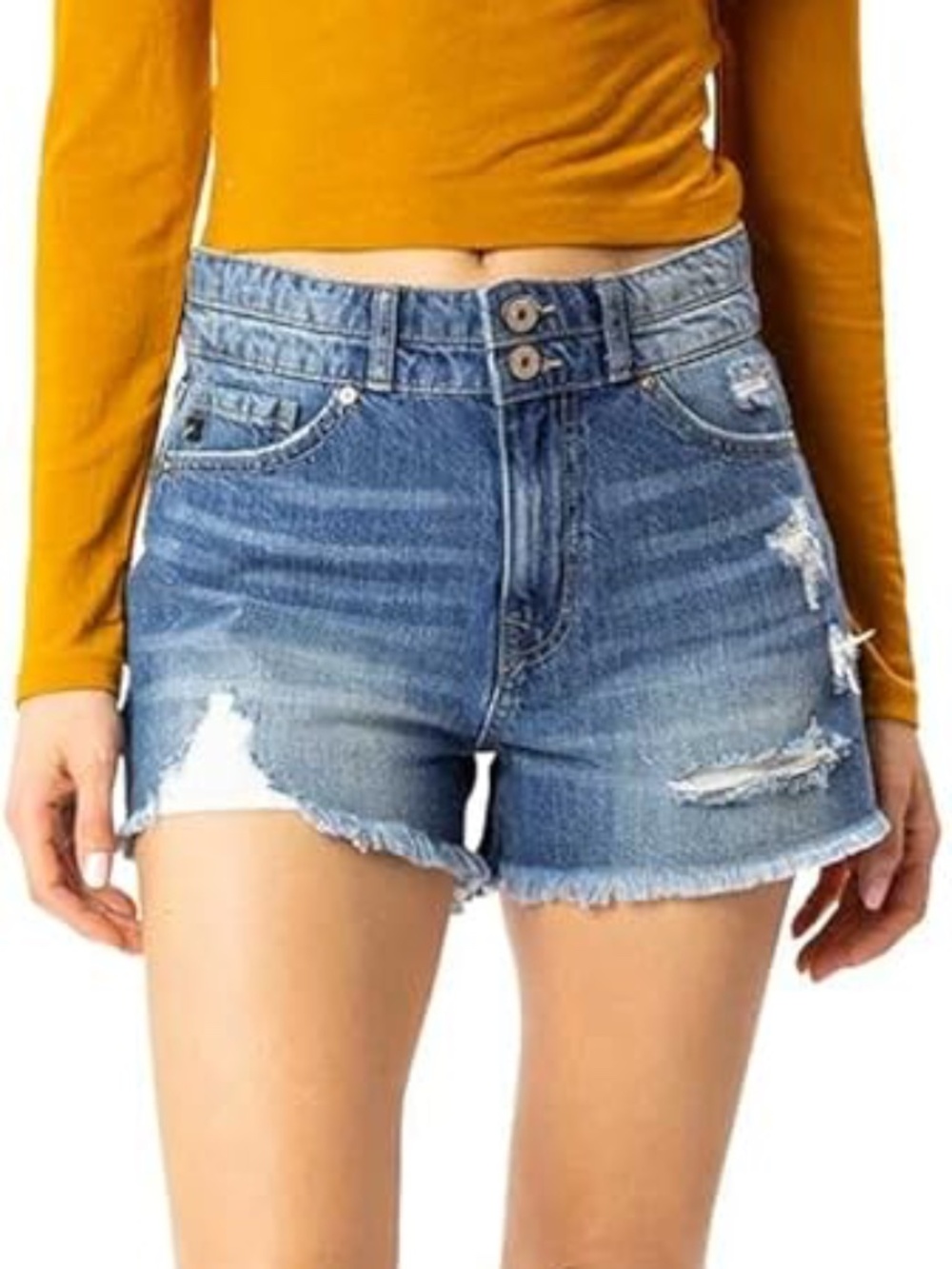 NWT KanCan High Rise Distressed Denim Shorts Size 3/25
